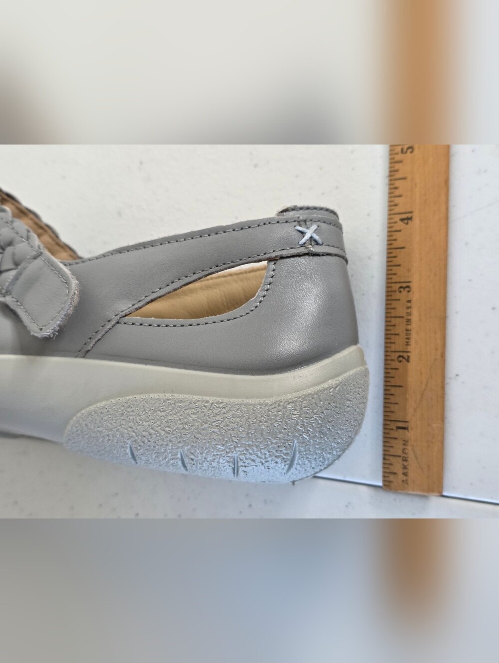 Hotter Shake II Leather Shoes Size 9.5 Gray Mary Jane Style Comfort Walking - Picture 11 of 14